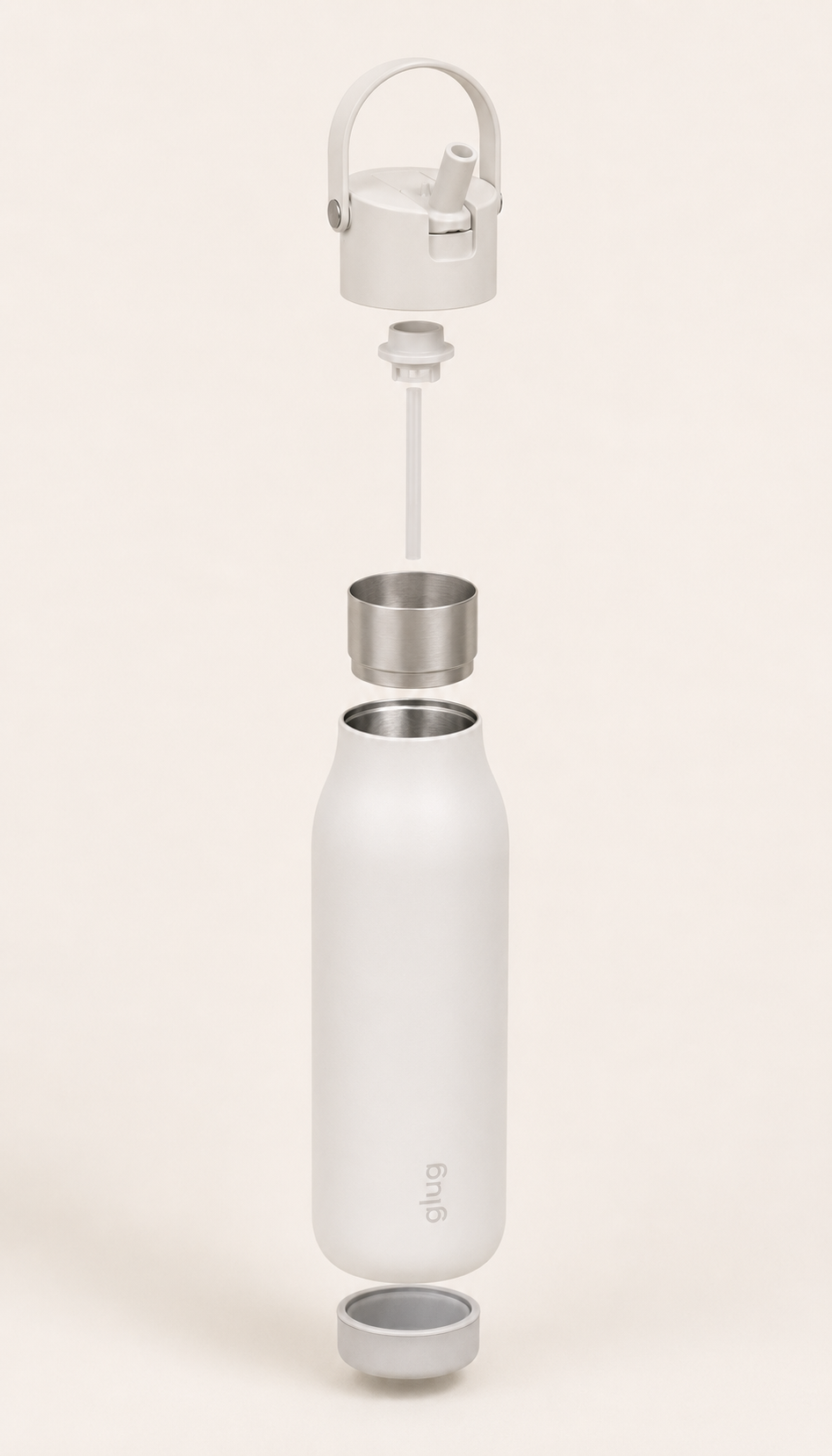 glug bottle exploded diagram showing all seven components